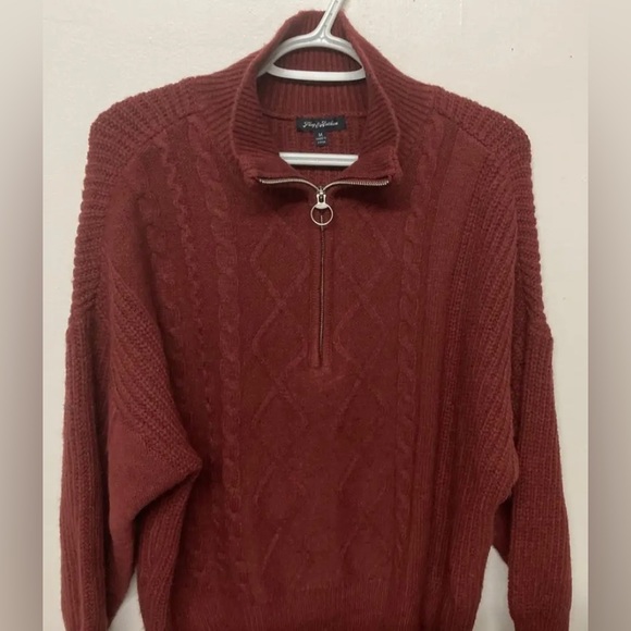 New! Flag & Anthem Womens Sweater Half Zip Pullover Red Medium Long Sleeve - Picture 4 of 12